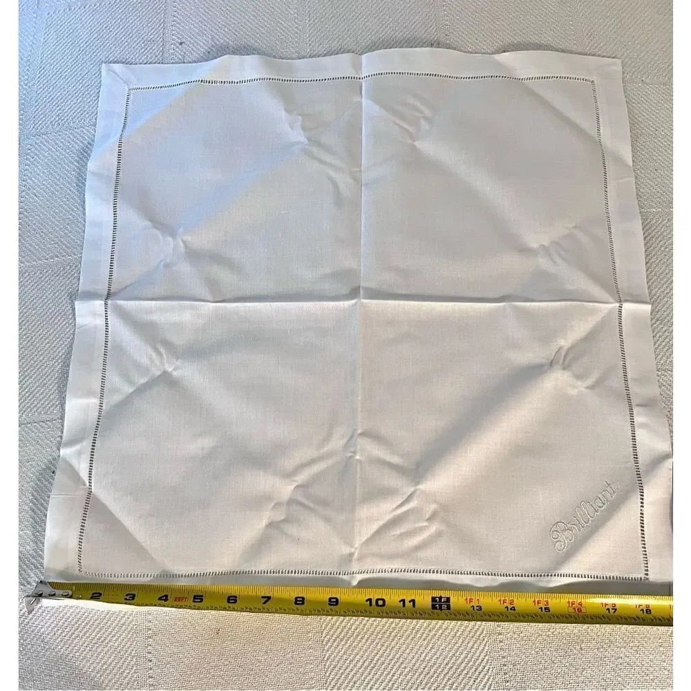 Set of 4 Linen Hemstitched Embroidered Hand Towels/Napkins